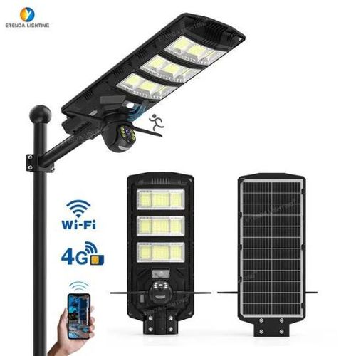 Lampadaire solaire extérieure avec caméra 300W