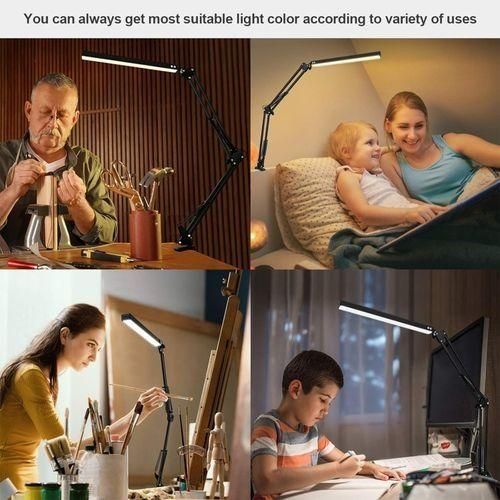 General Lampe à bras pivotant réglable à LED, mode lecture, lampe de bureau avec pince