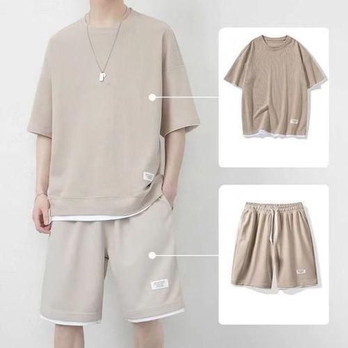Kaki - Ensemble T-shirt et short homme