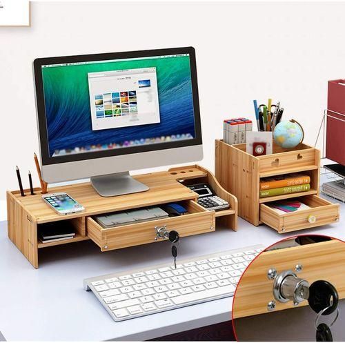 Support De Rangement En Bois, Support De Bureau Pour Ordinateur, Support De Rangement à Tiroirs