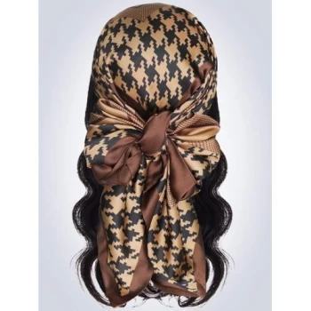 Foulard imprimé pied de poule 110cm x 110cm