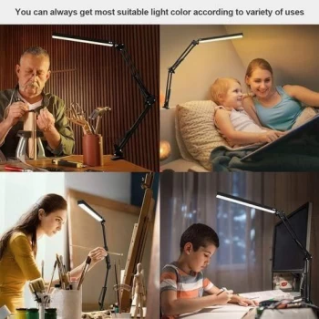 General Lampe à bras pivotant réglable à LED, mode lecture, lampe de bureau avec pince