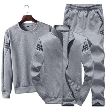 Homme Sport Veste Ensemble + Pantalon+ Sweatshirt 3 Pièces