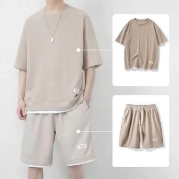 Kaki - Ensemble T-shirt et short homme