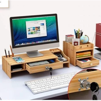 Support De Rangement En Bois, Support De Bureau Pour Ordinateur, Support De Rangement à Tiroirs