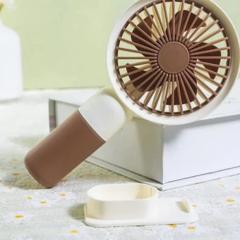 Mini ventilateur portable avec batterie - Support de table -Marron