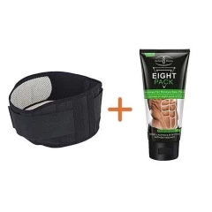 Pack Ventre Plat Intense - Ceinture Lombaire Réglable Autochauffante + Crème Ventre Brûle Graisse